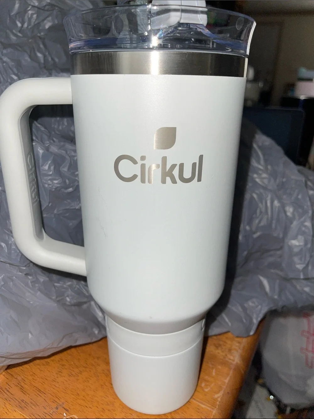 Cirkul 40 oz White Straw Sip Stainless Steel Tumbler